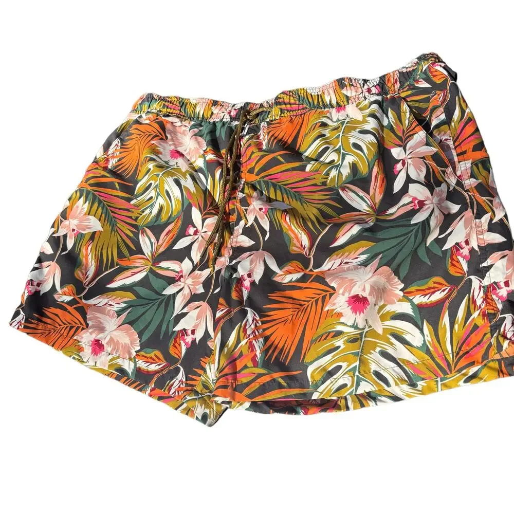 NEW Garnet Hill Men's CCL  UPF 50+ Sun Protect Tropical Swim Trunks Bathing Suit